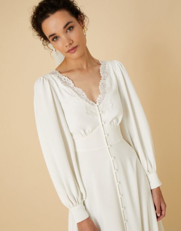 Monsoon Cecilia Long Sleeve Bridal Lace Dress Ivory - Image 2