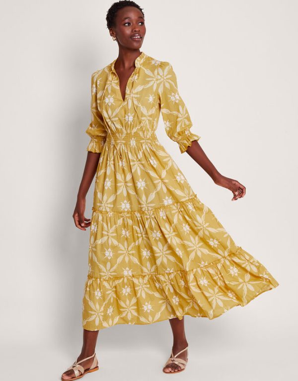 Monsoon La Galeria Elefante Print Dress Yellow - Image 3