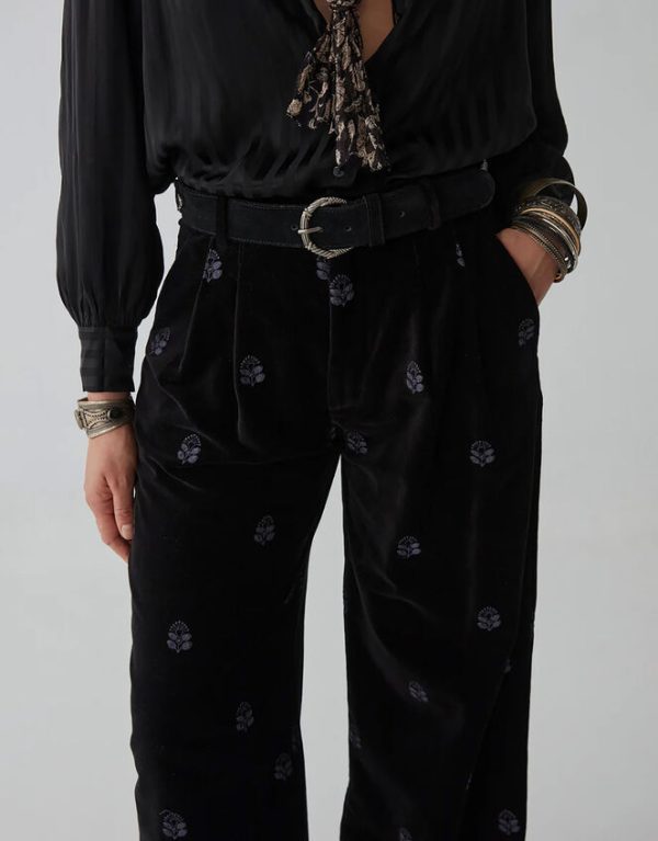 Monsoon Maison Hotel Wide Leg Velvet Trousers Black - Image 3