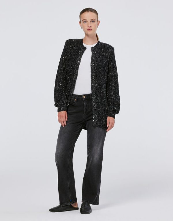 Monsoon Scotch and Soda Metallic Mid-Length Cardigan Black - Image 3