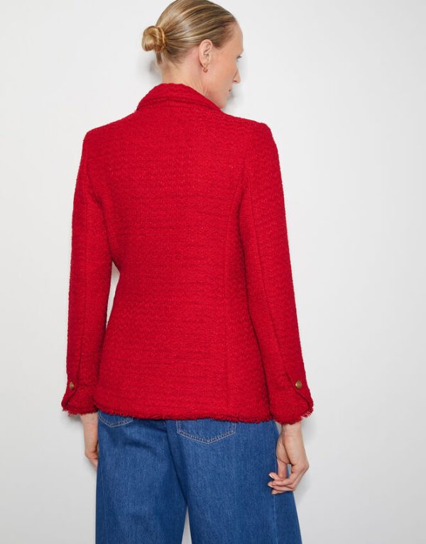 Monsoon Rubi Tweed Jacket Red - Image 3