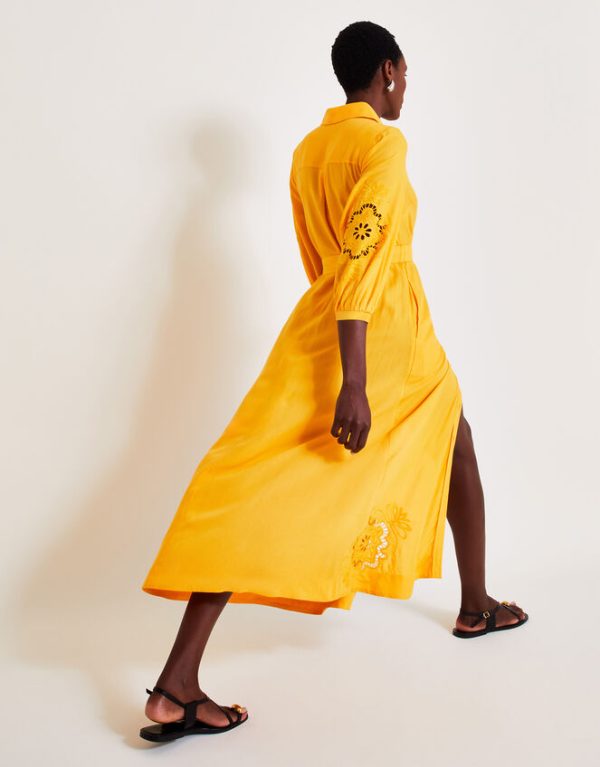 Monsoon Millie Shirt Dress Yellow - Image 3