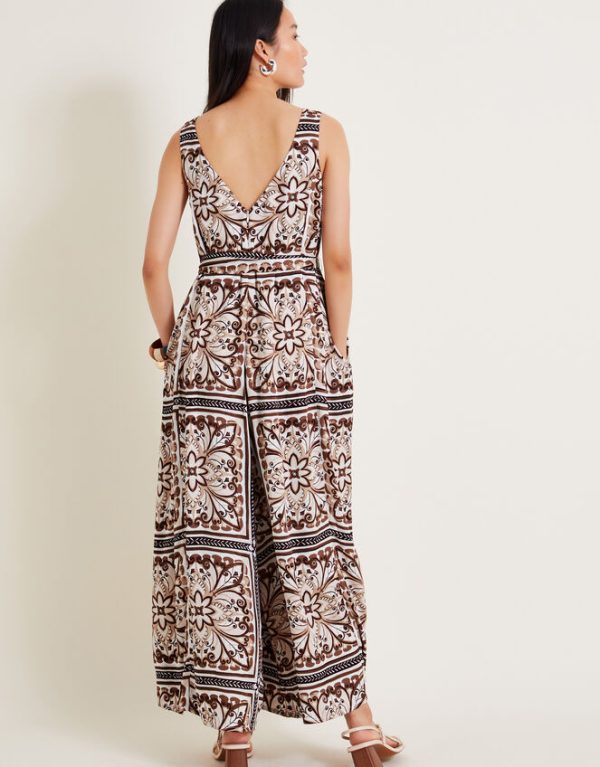 Monsoon Emilia Wide Leg Jumpsuit Brown - Image 3