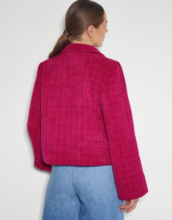 Monsoon Teagan Tweed Crop Jacket Pink - Image 3