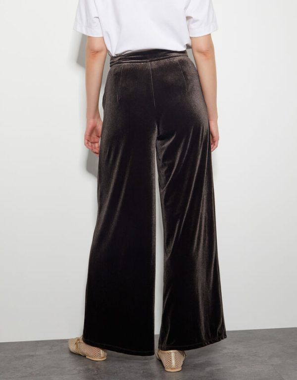 Monsoon Valery Wide Leg Velvet Trousers Brown - Image 3