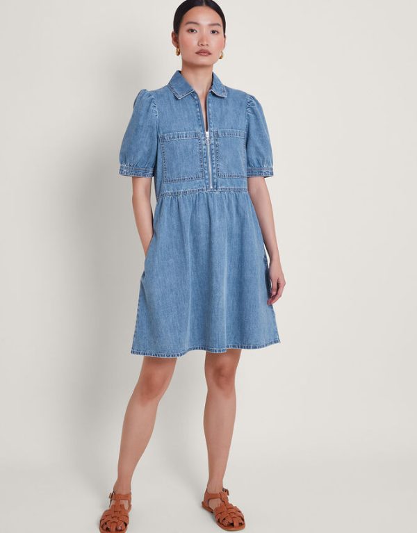 Monsoon Dress Adeena Denim Mini Dress Blue - Image 2