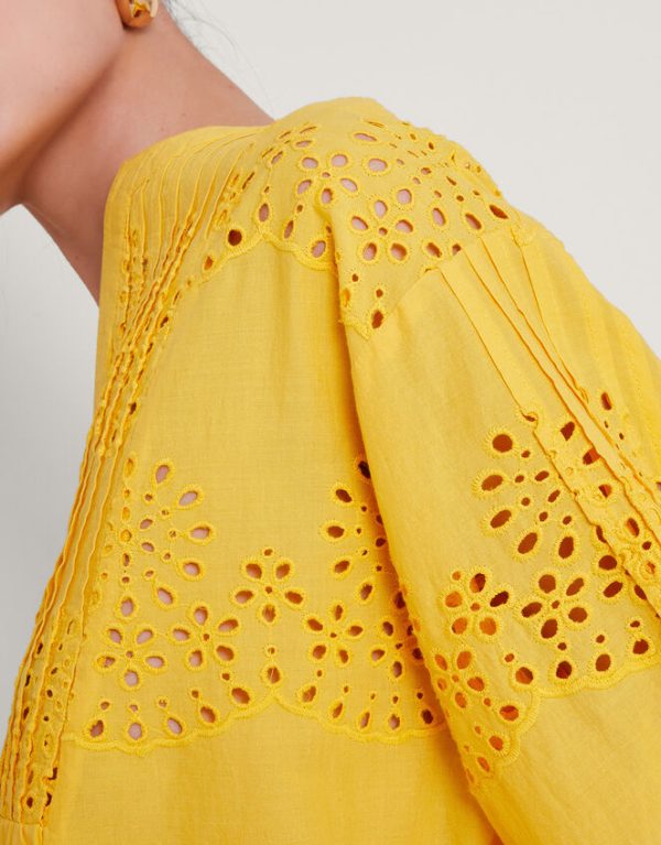 Monsoon Serena Broderie Top Yellow - Image 2