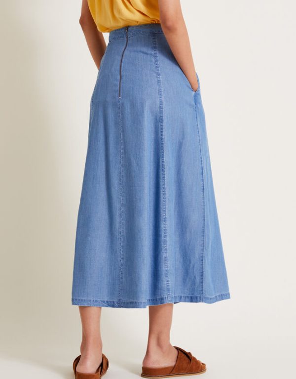 Monsoon Tierra Midi Skirt Blue - Image 3