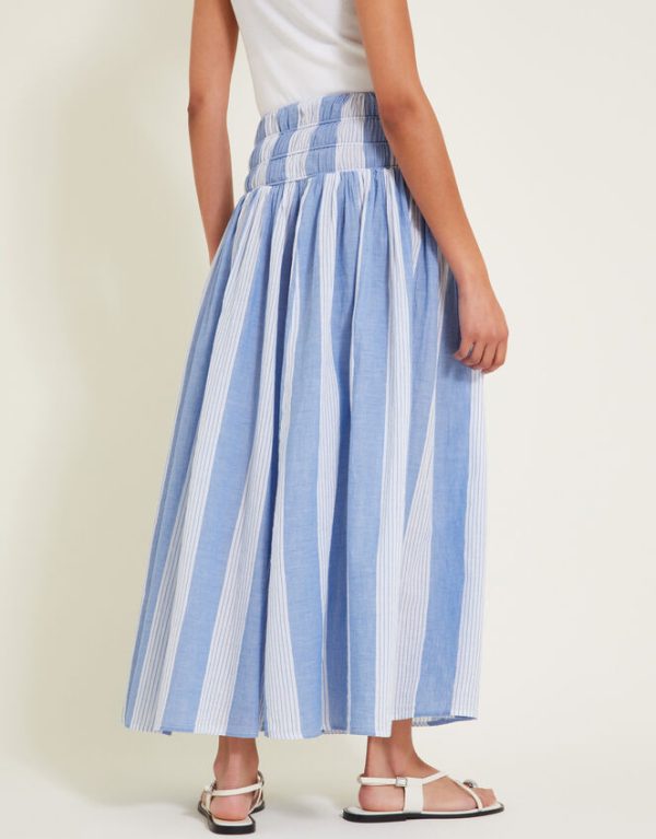 Monsoon Celia Stripe Skirt Blue - Image 4