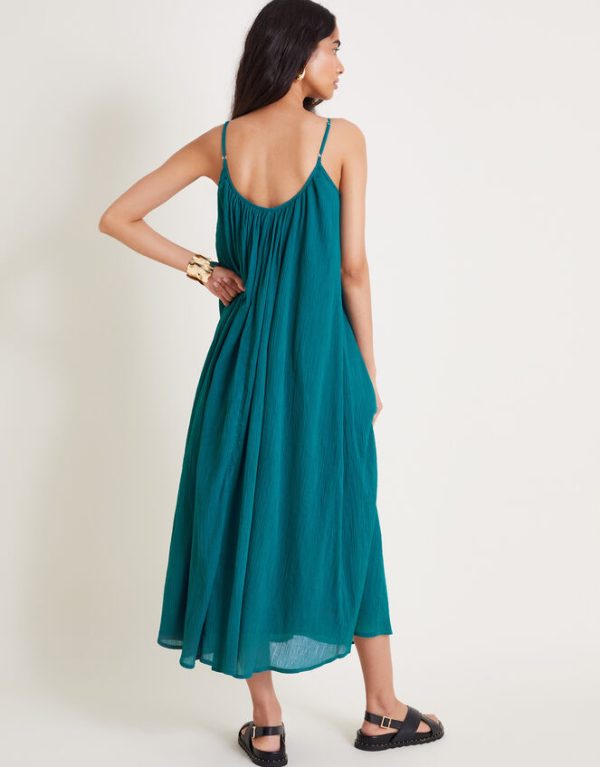 Monsoon Becky Sleeveless Beaded Midi Dress Teal - Image 3