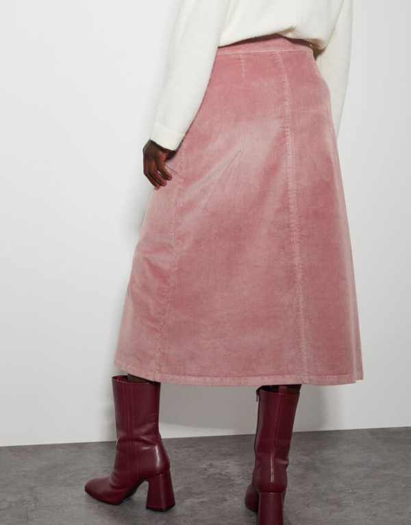 Monsoon Malika Corduroy Midi Skirt Pink - Image 3