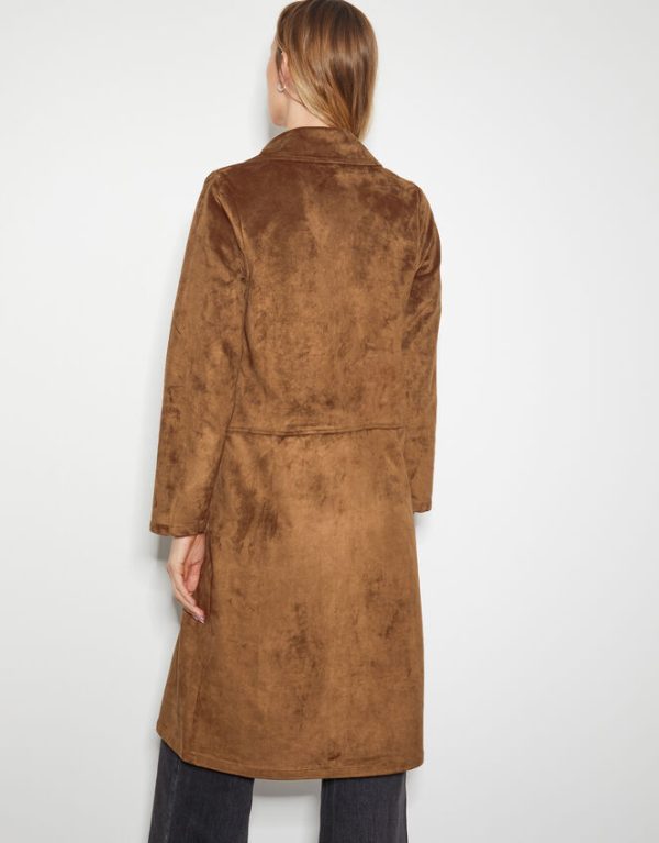 Monsoon Tove Suedette Trench Coat Brown - Image 3