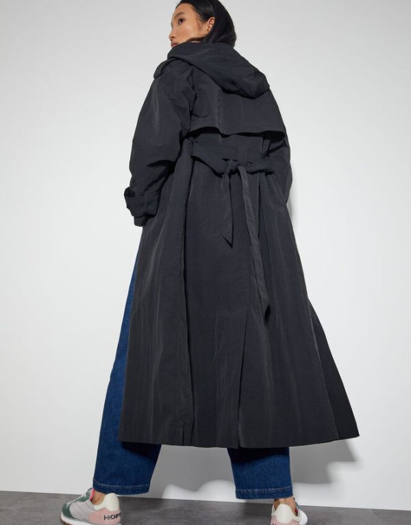 Monsoon Mimi Longline Trench Coat Black - Image 3