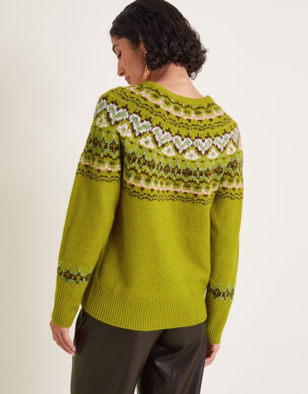 Monsoon Fern Fair Isle Jumper Green - Image 3