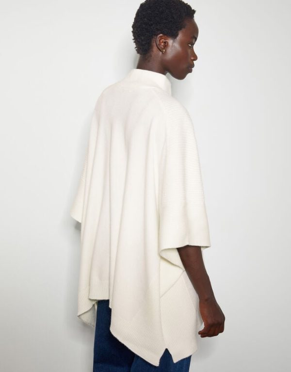 Monsoon Half Zip Knit Poncho Cream - Image 3