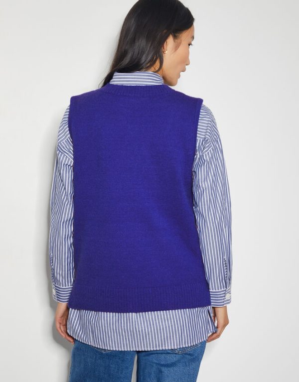 Monsoon Nora Scoop Neck Sweater Vest Blue - Image 3