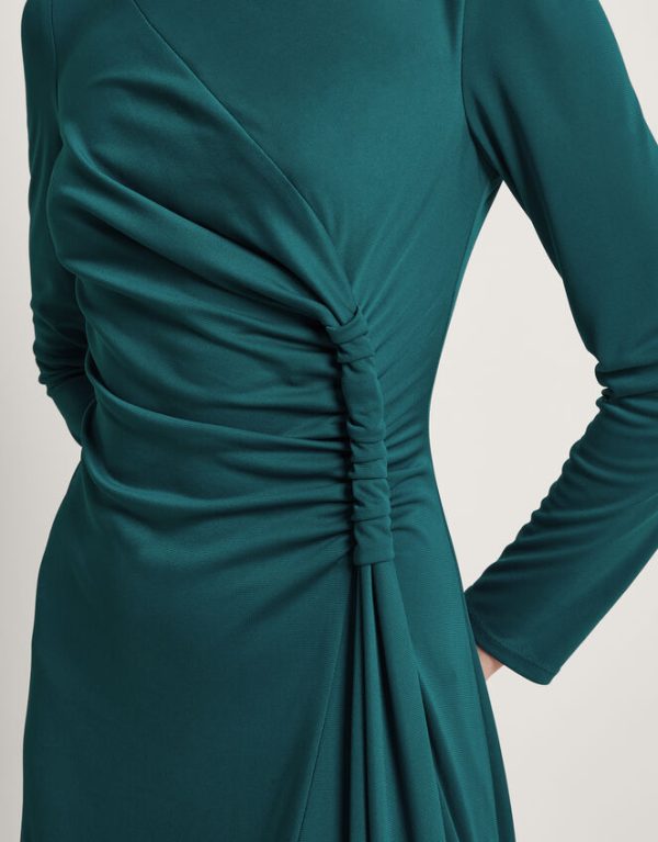 Monsoon Remy Ruched Dress Teal - Image 2