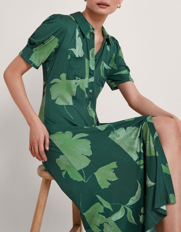 Monsoon Zannah Print Shirt Dress Green - Image 2