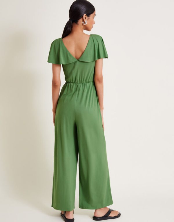 Monsoon Ronda Ruffle Jersey Jumpsuit Green - Image 3