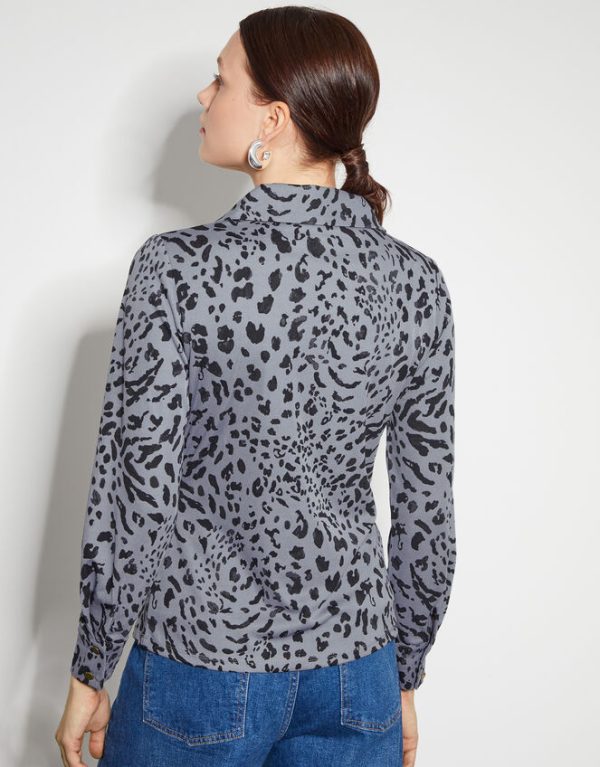 Monsoon Aubrey Jersey Leopard Print ShirtGrey - Image 3