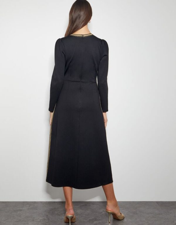 Monsoon Pora Ponte Jersey Midi Dress Black - Image 3