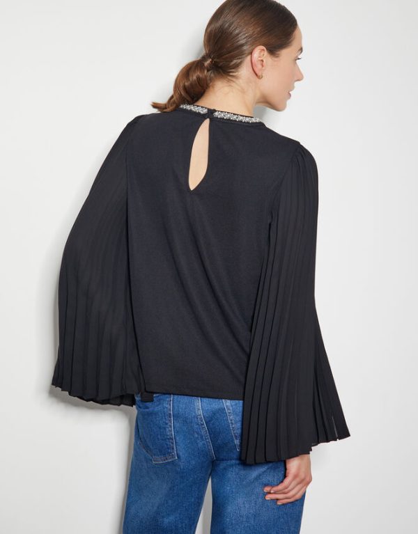 Monsoon Jaye Jewel Cape Sleeve Top Black - Image 3