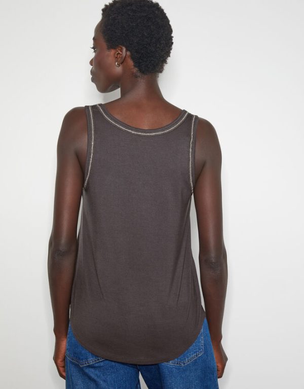 Monsoon Jess Jersey Cami Top Grey - Image 3