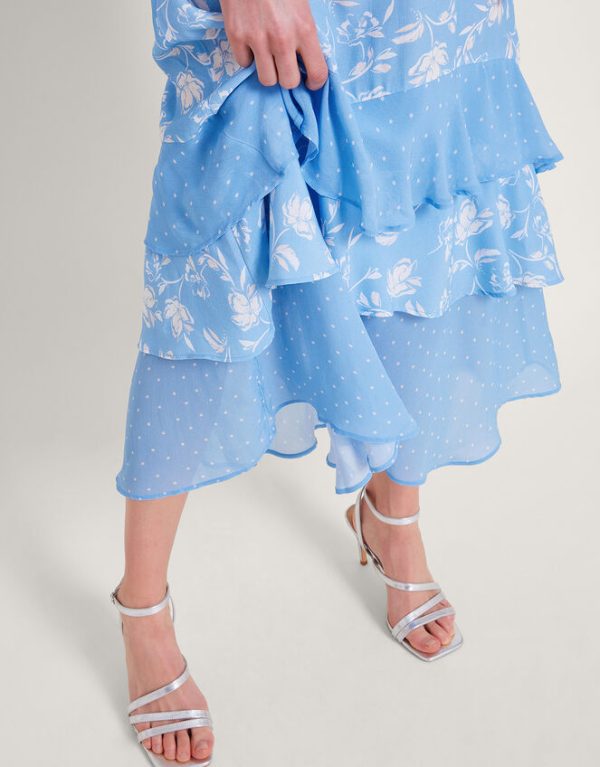 Monsoon Simone Tiered Ruffle Dress Blue - Image 2