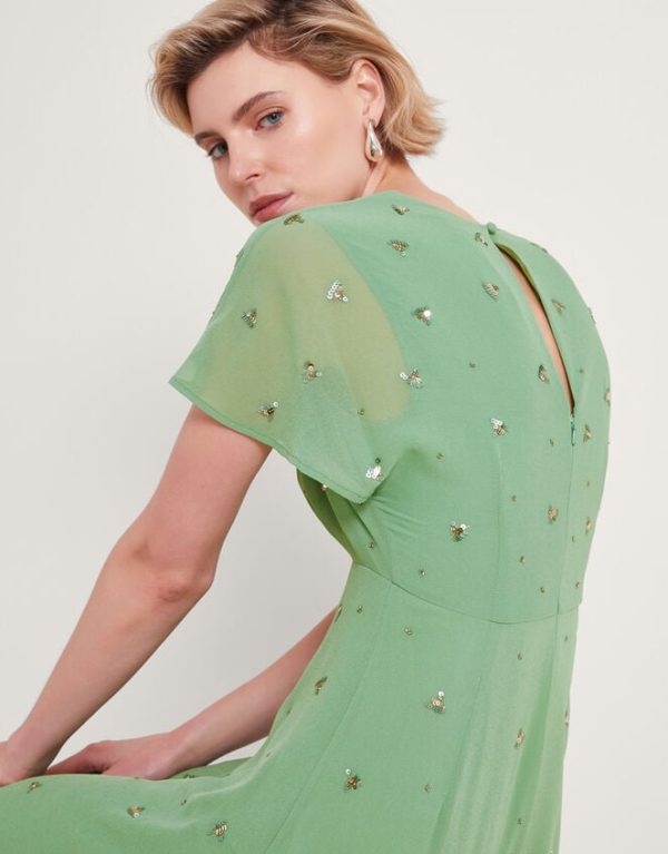 Monsoon Leona Embellished Dress Green - Image 2