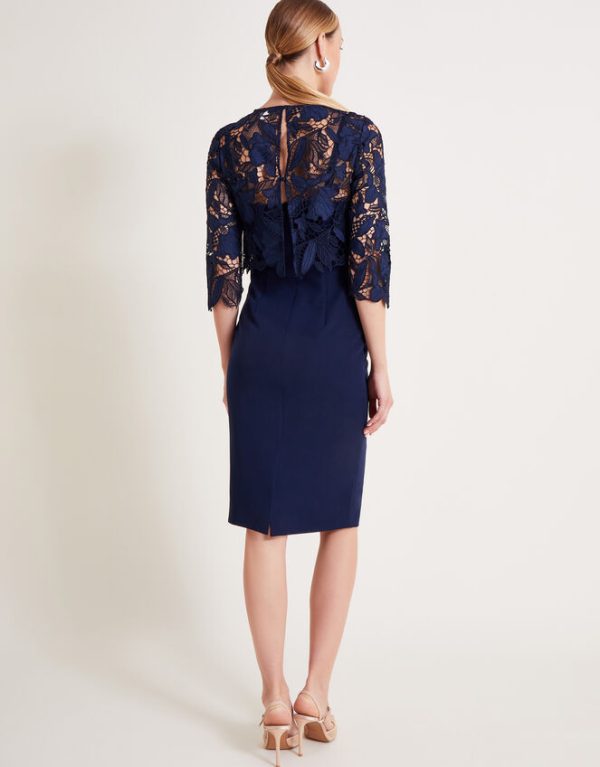 Monsoon Maya Lace Dress Blue - Image 3