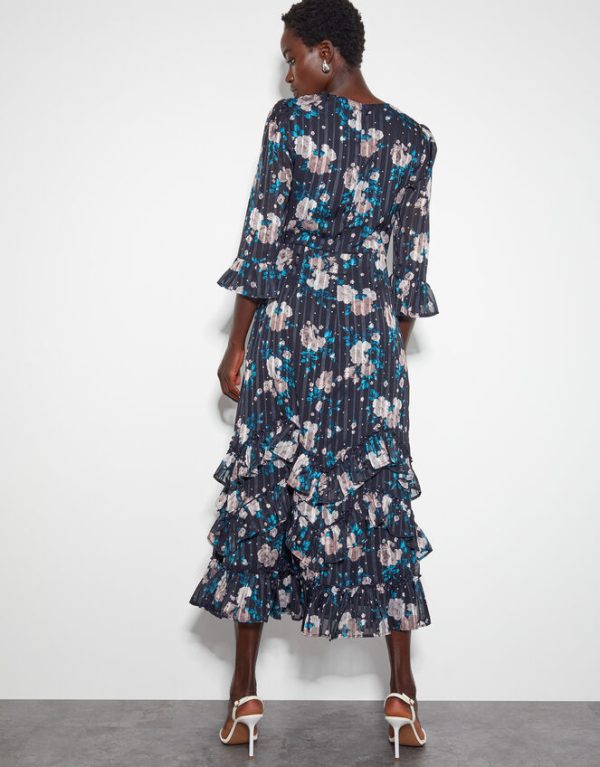 Monsoon Drew Floral Burnout Midi Dress Blue - Image 3