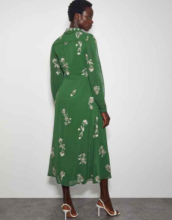 Monsoon Erica Shirt Dress Green - Image 3