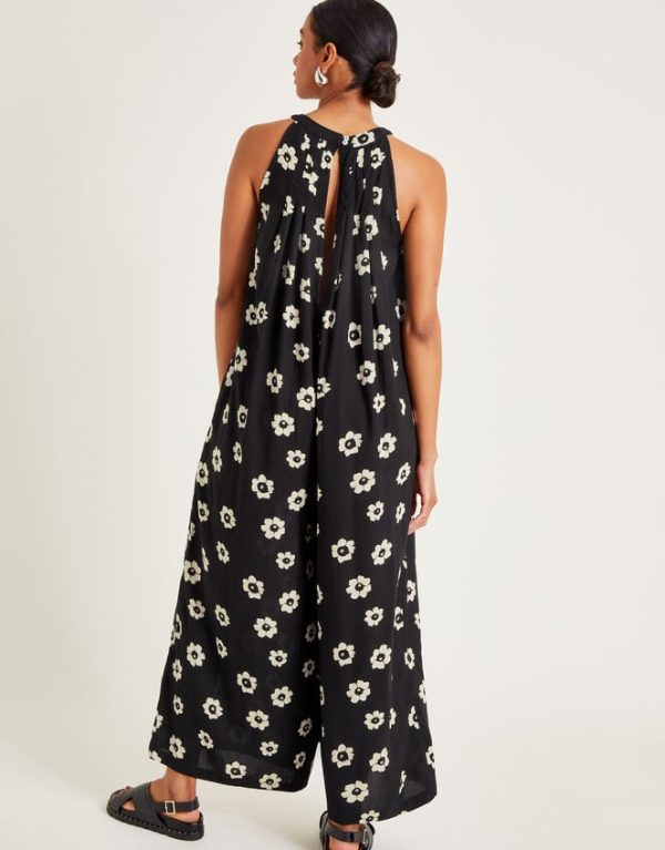 Monsoon Lei Floral Wide Leg Jumpsuit Black - Image 3