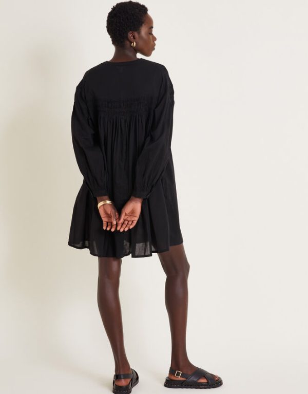 Monsoon Melissa Long Sleeve Mini Dress Black - Image 3