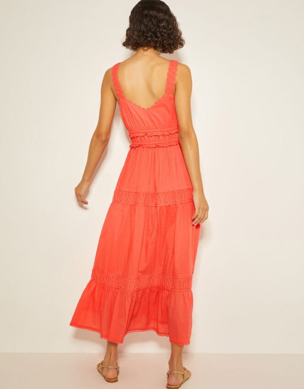 Monsoon Sonya Embroidered Maxi Dress Pink - Image 3