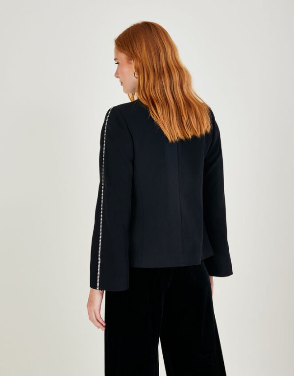 Monsoon Tori Cape Trimmed Jacket Black - Image 3