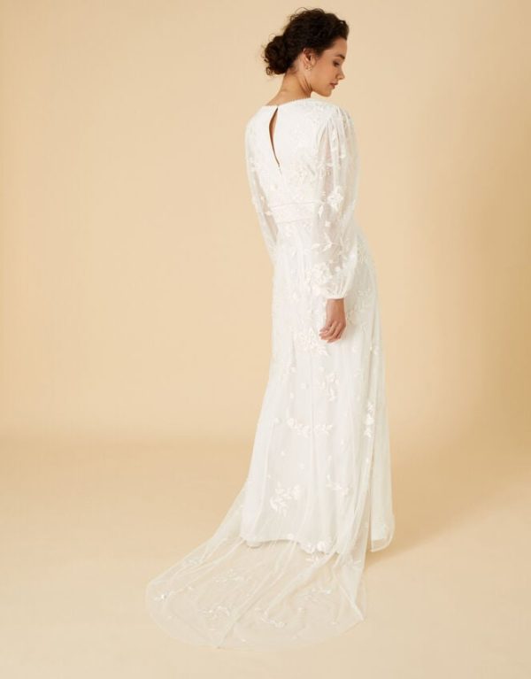 Monsoon Jennifer Long Sleeve Bridal Maxi Dress Ivory - Image 3