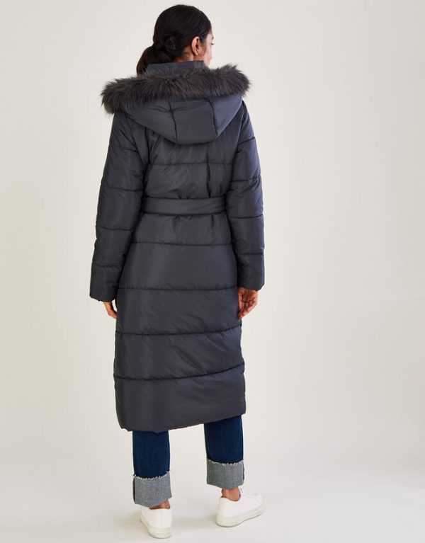 Monsoon Vera Vertical Stitch Padded Coat with Recycled Polyester Grey - Image 3