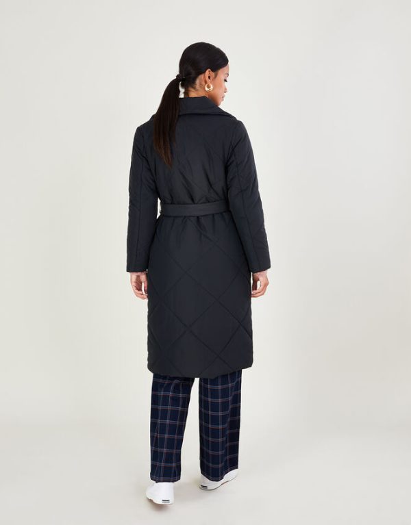 Monsoon Piper Padded Shawl Collar Coat in Recycled Polyester Blue - Image 3