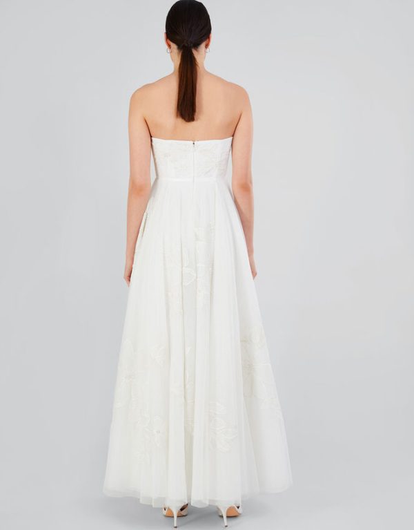 Monsoon Donna Embroidered Bandeau Bridal Maxi Dress Ivory - Image 3