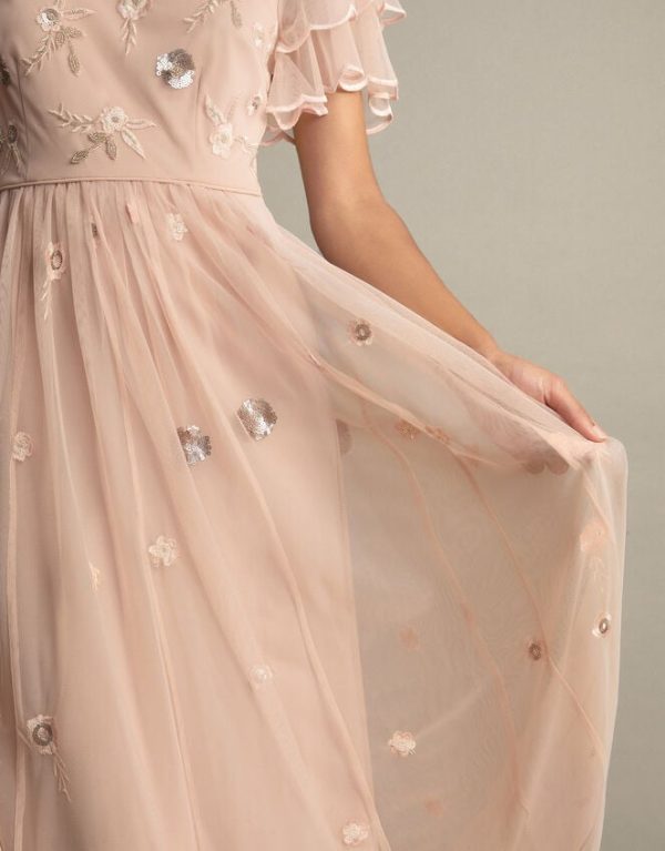 Monsoon Catherine Embellished Maxi Dress Pink - Image 2