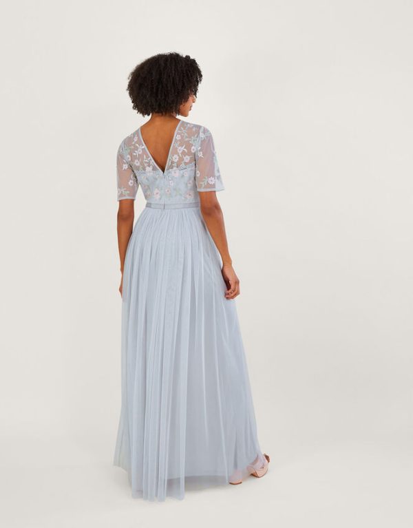 Monsoon Harri Embellished Maxi Dress Silver - Image 3