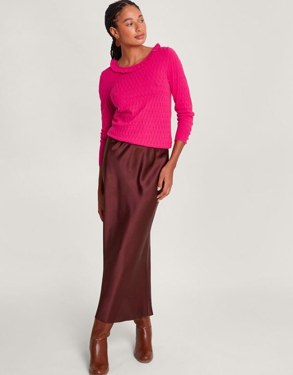 Monsoon Ruffle Scoop Neck Jumper Pink - Image 2