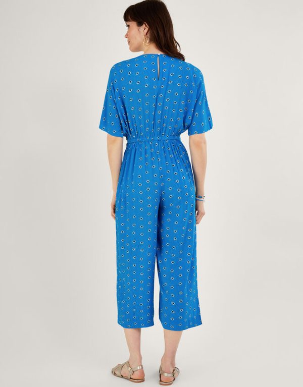 Monsoon Diamond Print Jumpsuit Blue - Image 3