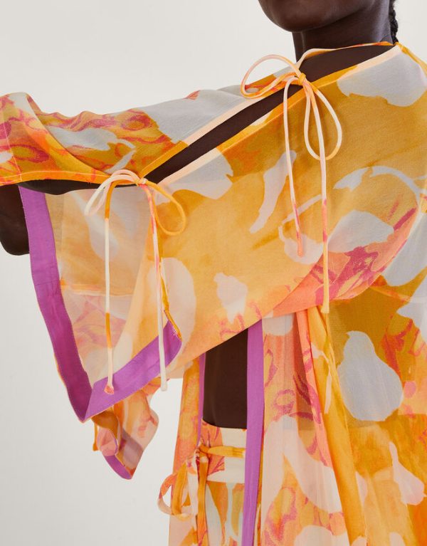 Monsoon Orange Abstract Print Longline Kimono - Image 2