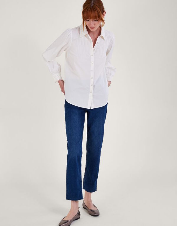 Monsoon Beth Lace Detail Shirt Ivory - Image 2