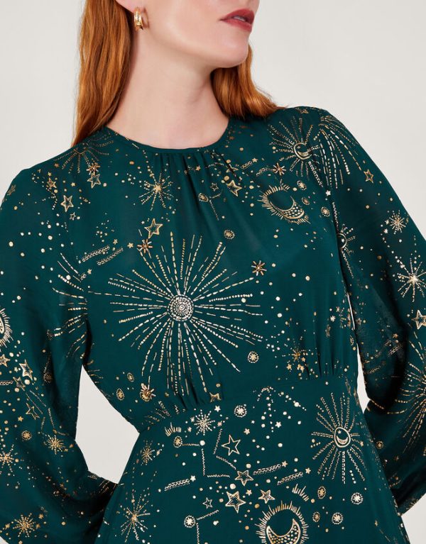 Monsoon Cassie Zodiac Dress Teal - Image 2