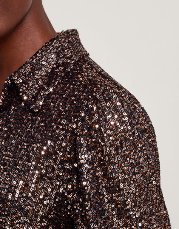 Monsoon Megan Sequin Shirt Silver - Image 3