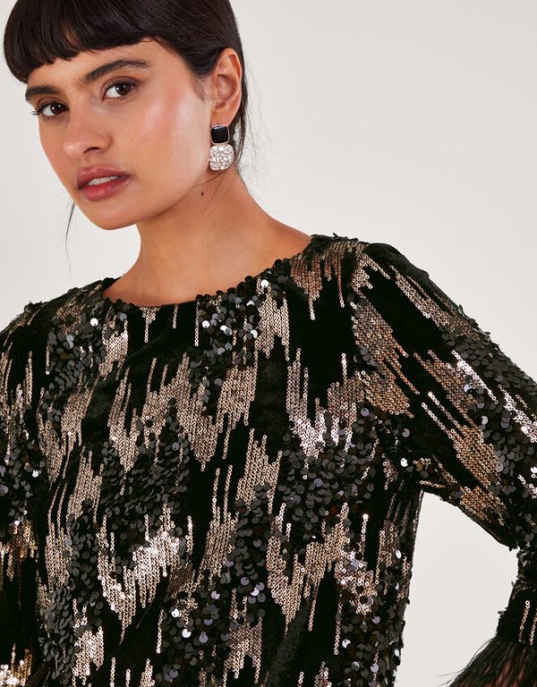 Monsoon Fern Sequin Tunic Dress Black - Image 3