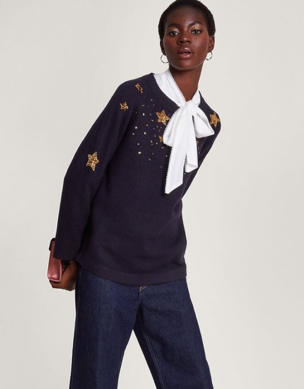 Monsoon Serenity Star Jumper Blue - Image 2